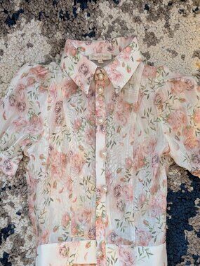 Floral Shirt Girls Size XS Button Down